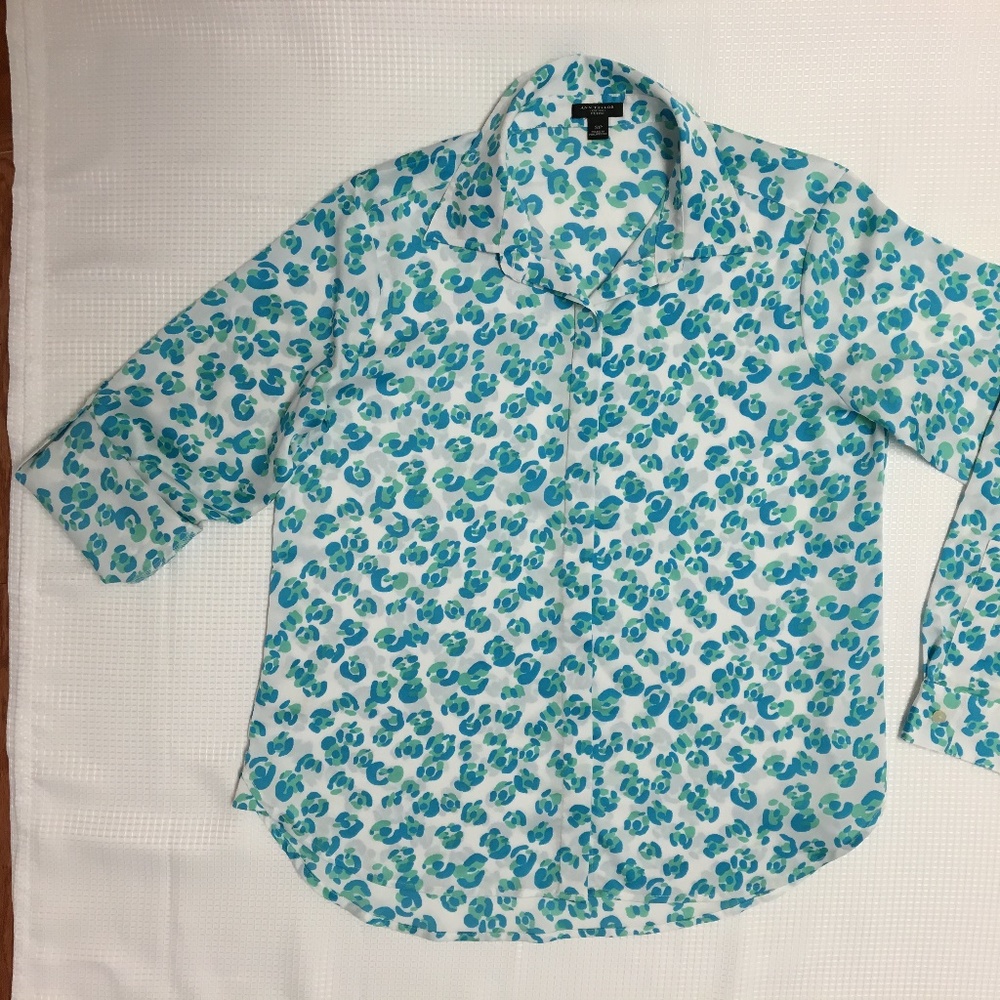 Ann Taylor Colored Leopard Print Button Down Shirt - image 3